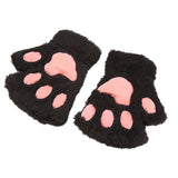 Woman Winter Fluffy Bear/Cat Plush Paw/Claw Glove-Novelty soft toweling lady's half covered gloves mittens Valentine's Day Gift