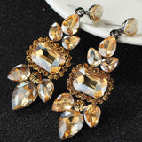 Women Fashion Jewelry Style Earrings Handmade Champagne Glass Rhinestone sweet stud crystal Dangle Long earrings for women girls