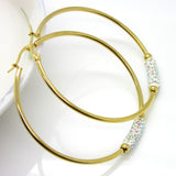 Women Gift Sale Fashion Jewelry 3 Size 18k Gold Huge Circular Crystal Clay Hoop Earrings Basket Ball Wives Earrings
