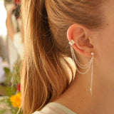 Women Girl Stylish Punk Rock Leaf Chain Tassel Dangle Ear Cuff Wrap Earring sterling silver and golden earrings Fashion jewelry
