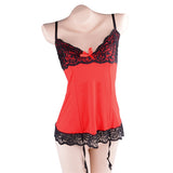 Women Red Lace Dress Sleepwear +G-string Sexy Teddies Lingerie Hot