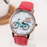 Women Wristwatch New Fashion Casual Watches Cute Cartoon Bike Geniune Leather Dress Watches Women Quartz Watch