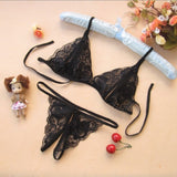 Women's Sexy Lingerie Transparent Open File Milk Lace Underwear Bra + T Pants Sex Toys