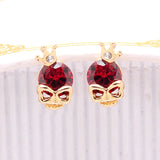 Women Cute 18k Gold Plated 3 Colors CZ Diamond Skull Pierced Stud Party Earrings Jewelry Gift