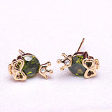 Women Cute 18k Gold Plated 3 Colors CZ Diamond Skull Pierced Stud Party Earrings Jewelry Gift