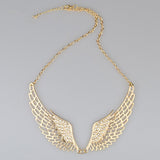 Women Fashion Rhinestone Jewelry Angel Wings Gold Color Choker Necklace 