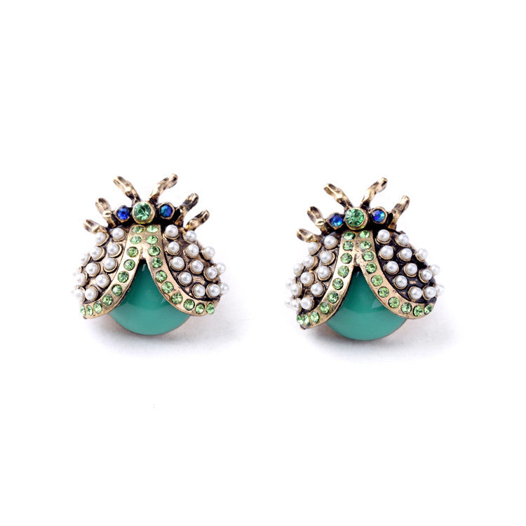 Women Personality Hiphop Style Ear Jewelry Asian Lady Beetle Earrings