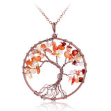 Women Rainbow 7 Chakra Amethyst Tree Of Life Quartz Chips Pendant Necklace Multicolor Wisdom Tree Natural Stone Necklace