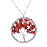 Women Rainbow 7 Chakra Amethyst Tree Of Life Quartz Chips Pendant Necklace Multicolor Wisdom Tree Natural Stone Necklace