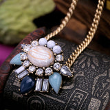 Women Simple Stone Flowers Pendant Necklace Pop Midsummer Designer Jewelry 