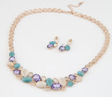 Women Wedding Jewelry Set New Design Rhinestone Crystal Necklace Gem Opal Necklaces Earrings Sets