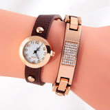 Women Wristwatch New Fashion Luxury Dress Watch Punk Style Golden Geniune Leather Wrap Quartz Watch Women Casual Watch