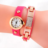 Women Wristwatch New Fashion Luxury Dress Watch Punk Style Golden Geniune Leather Wrap Quartz Watch Women Casual Watch