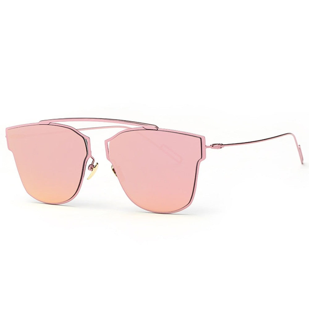 Women's Sunglasses Metal Frame Reflective Coating Mirror Flat Panel Lens Brand Designer Sun Glasses