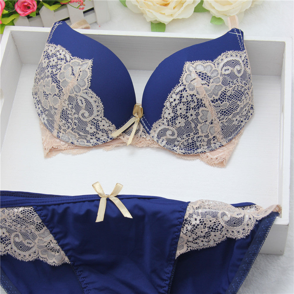 New Women's Underwear Set, Sexy Lace Bra Sets for women Embroidery 3/4 Cup B Cup Bra Sets Push Up Bra