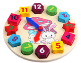 Wooden toy Digital Geometry Clock Children's educational toy building blocks