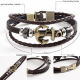 Wristband Charm Jewelry Multilayer Leather Bracelets & Bangles for Men and Women Anchor Bracelet Accessories 