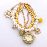 Fashion Bracelet Wristwatches Women Rhinestone Watches Alloy Case Analog Acrylic Watch