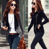 Patchwork Side Zipper Women Autumn Jacket Ladies New Korean Casual Slim Short Coat