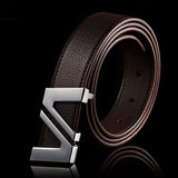 Fashion cinturones hombre brand belts for men ceinture high quality faux leather Metal buckle leather belt men