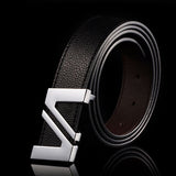 Fashion cinturones hombre brand belts for men ceinture high quality faux leather Metal buckle leather belt men