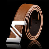 Fashion cinturones hombre brand belts for men ceinture high quality faux leather Metal buckle leather belt men