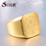 double eagle russian stainless steel ring for men fashion high quality coat of arms of the Signet biker Ring