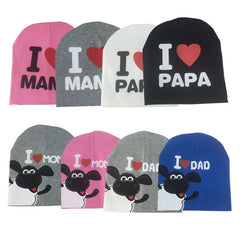 fashion Autumn baby cap knitted warm cotton toddler beanie Cute kids girl boy I LOVE PAPA MAMA print kid hats 1-3 years old
