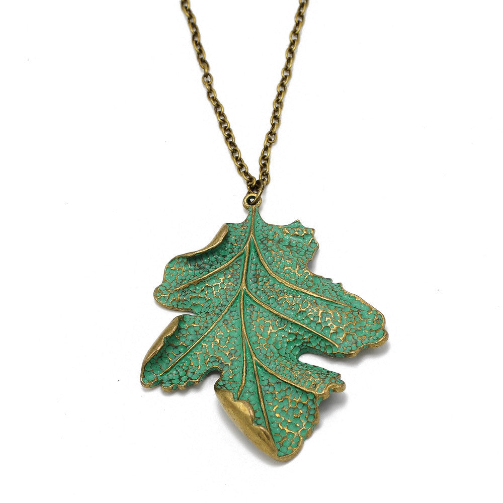 fashion green leaf pendant necklace 18k gold plated zinc alloy leaf pendant necklace for women jewelry party gift