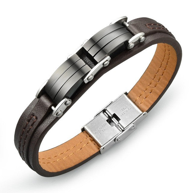 fashion jewelry Genuine PU leather Black Men Classical bracelets Personality gifts for man creative accessories