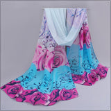 High quality women scarf cotton voile scarves solid warm autumn and winter scarf shawl rose printed