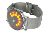 hot mens sports blue&multi-led lights ball display silver mesh stainless steel band digital Week Date women wrist led watch