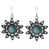 hot earring Charming Ethnic Tibetan Silver Oval Rimous Turquoise Earring Crystal Drop Dangle Earrings Christmas Gift for Women