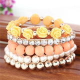 Hot sale European bracelet fashion mix beads bracelet stretch bracelet flower temperament bracelet Women Fashion Jewelry