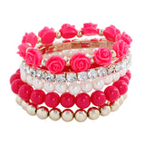 Hot sale European bracelet fashion mix beads bracelet stretch bracelet flower temperament bracelet Women Fashion Jewelry