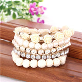 Hot sale European bracelet fashion mix beads bracelet stretch bracelet flower temperament bracelet Women Fashion Jewelry