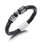 hot sale new fashion jewelry men's stainless steel skull bracelets leather bracelet rock man accessories