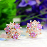hot sell brand jewery luxury crystal double imitation pearl stud earrings for women flowers beads earrings for summer style