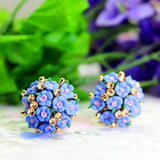 hot sell brand jewery luxury crystal double imitation pearl stud earrings for women flowers beads earrings for summer style