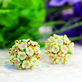 hot sell brand jewery luxury crystal double imitation pearl stud earrings for women flowers beads earrings for summer style
