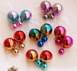 imitation pearl earrings fashion trendy coated printed double created simulated pearl ear stud earrings for women