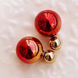 imitation pearl earrings fashion trendy coated printed double created simulated pearl ear stud earrings for women