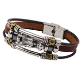 men Accessoires homme Tibetan silver men leather bracelet fashion male vintage parataxis dragon Multilayer jewelry