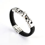 men jewelry men bracelet leather bracelet titanium fashion male vintage jewelry 316L Stainless Steel bracelet