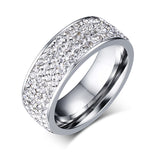 multicolor crystal ring for women silver plated stainless steel wedding jewelry