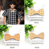 New arrival men wood bow tie matts triangle plaid shape gentleman bow tie