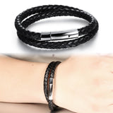 new Hot fashion jewelry men's bracelets genuine leather Stainless steel Black Bracelet man Vintage creative Boutique 