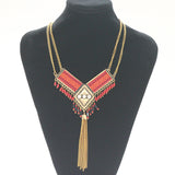 new fashion bohemian power gem tassel collar choker necklace vintage gypsy ethnic necklace women Maxi necklace fine Jewelry