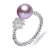 new fashion ring for women 8-9mm natural freshwater pearl jewelry 925 sterling silver paty ring white/pink/purple