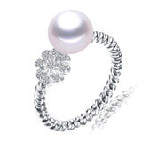 new fashion ring for women 8-9mm natural freshwater pearl jewelry 925 sterling silver paty ring white/pink/purple